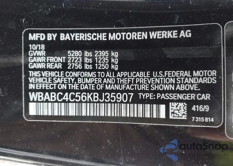 2019 BMW M850I xDrive z USA, uszkodzony, nr VIN WBABC4C56KBJ35907